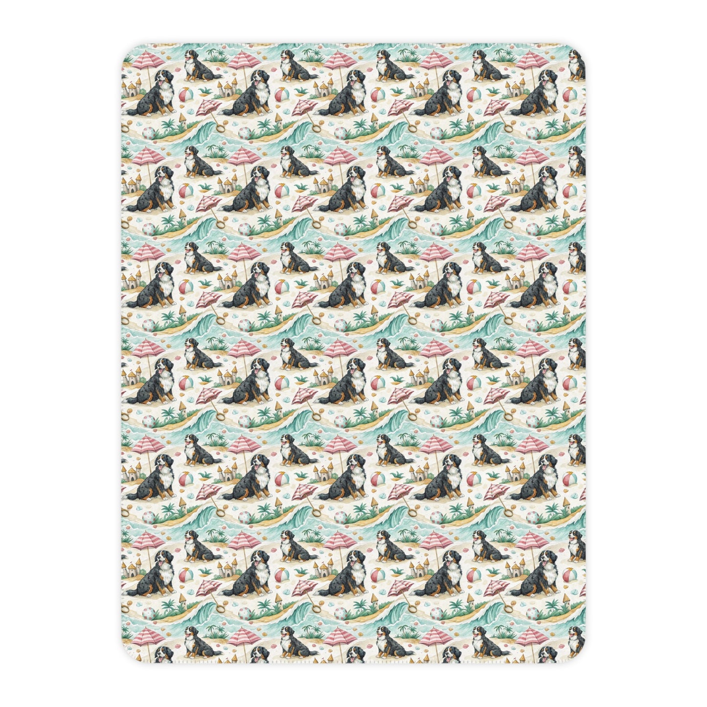 Bernese Mountain Dog Beach Day Sherpa Blanket
