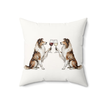 Happy Hour Sheltie Throw Pillow