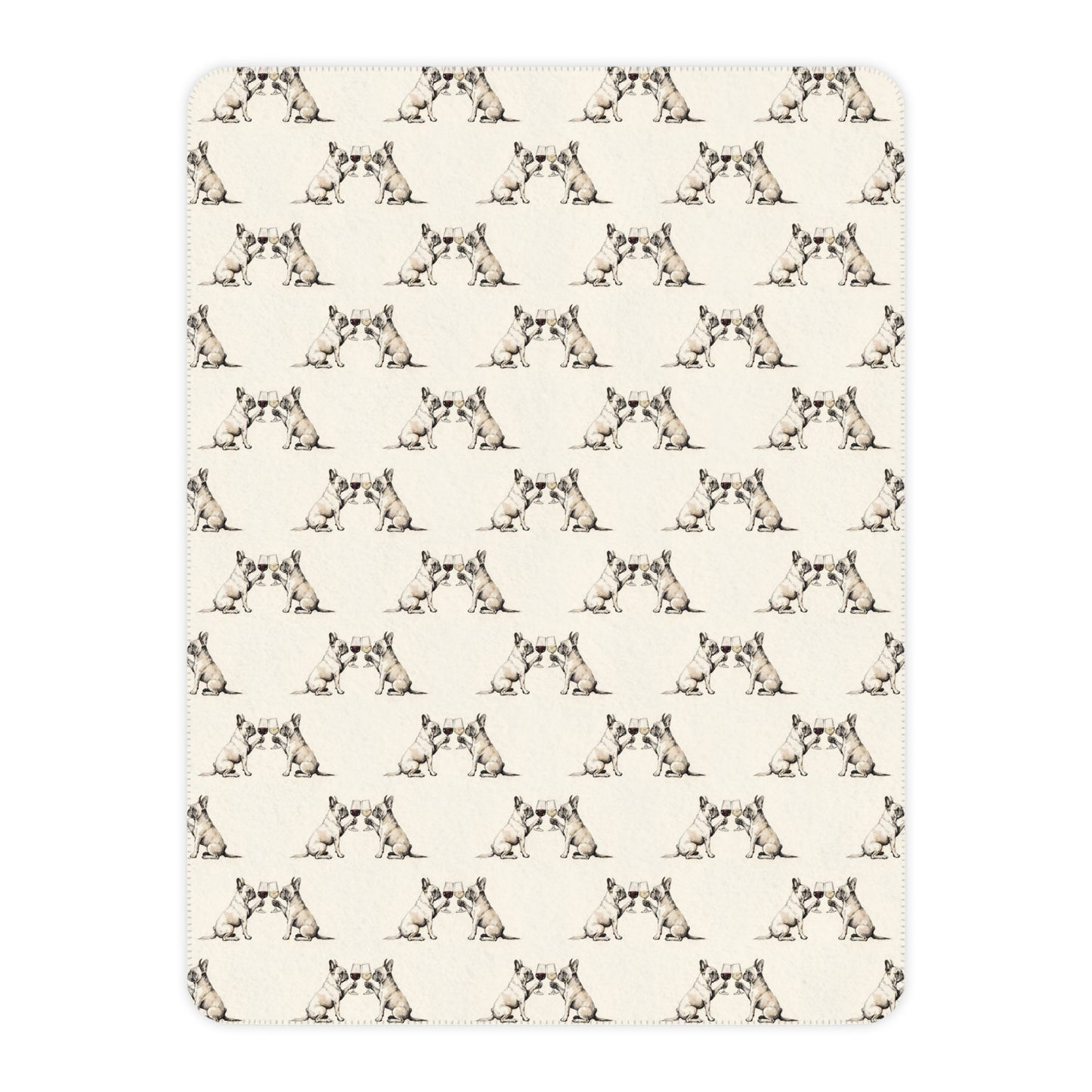 Happy Hour French Bulldog Sherpa Blanket