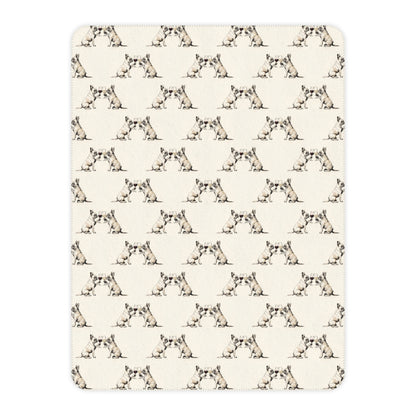 Happy Hour French Bulldog Sherpa Blanket