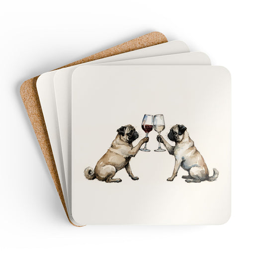 Happy Hour Pug Coaster Set