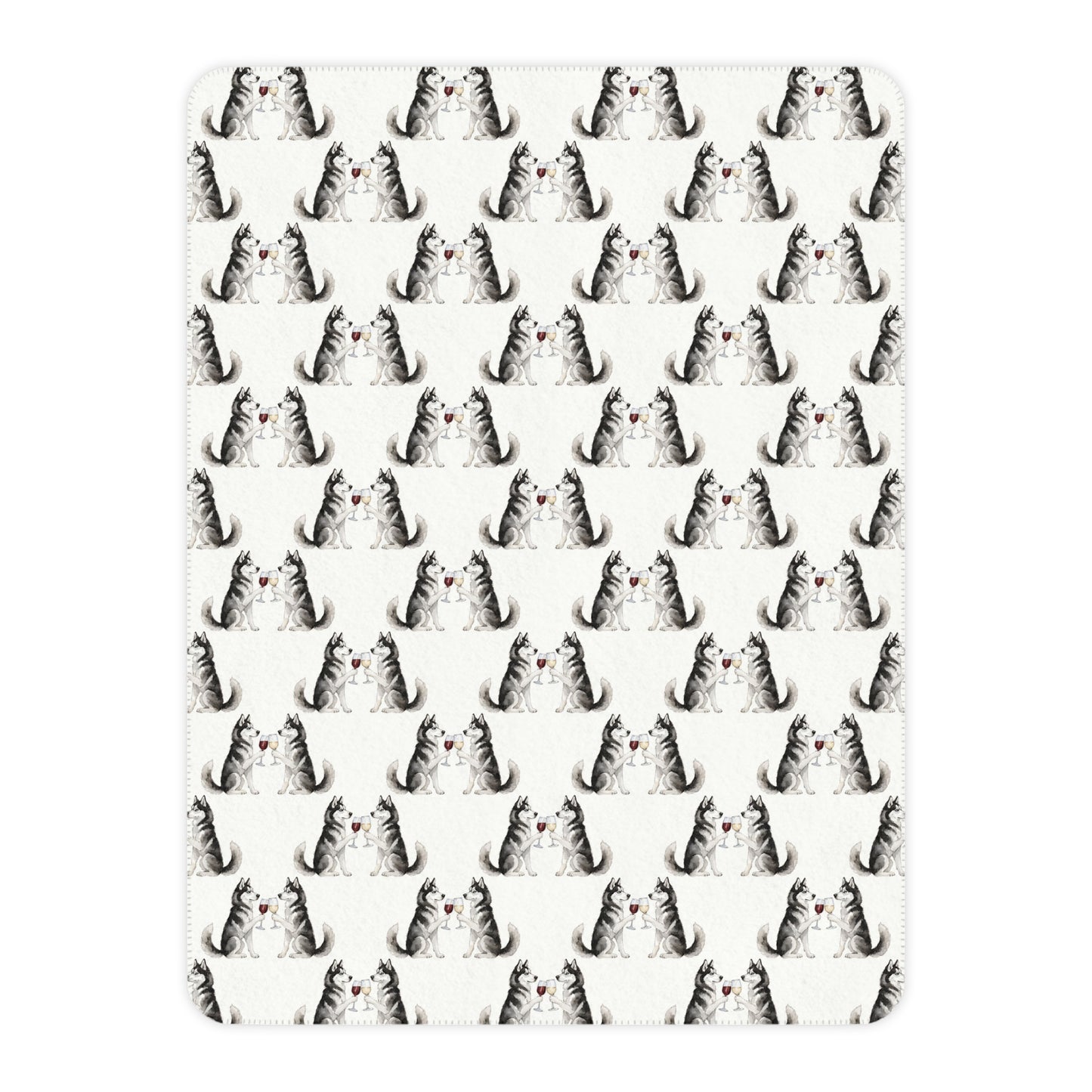 Happy Hour Siberian Husky Sherpa Blanket