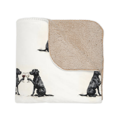 Happy Hour Black Labrador Retriever Sherpa Blanket