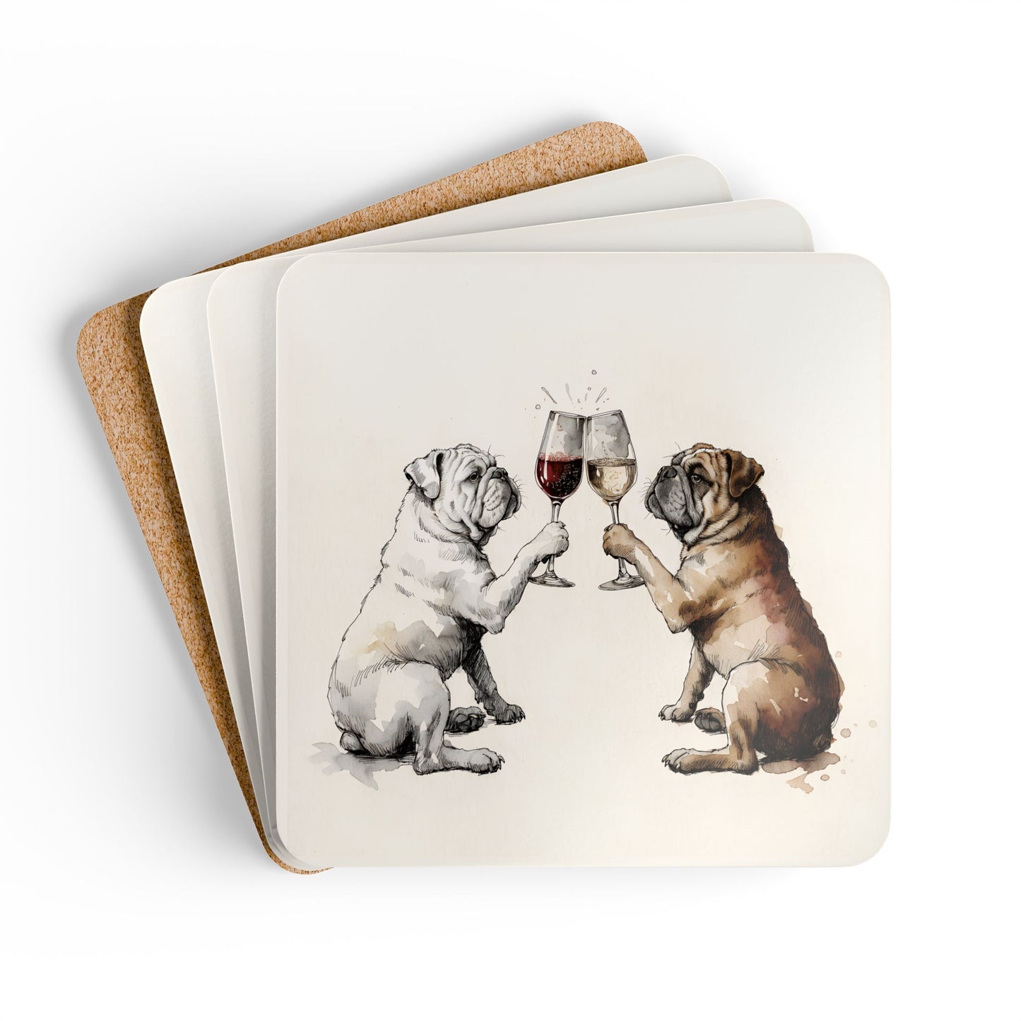 Happy Hour English Bulldog Coaster Set