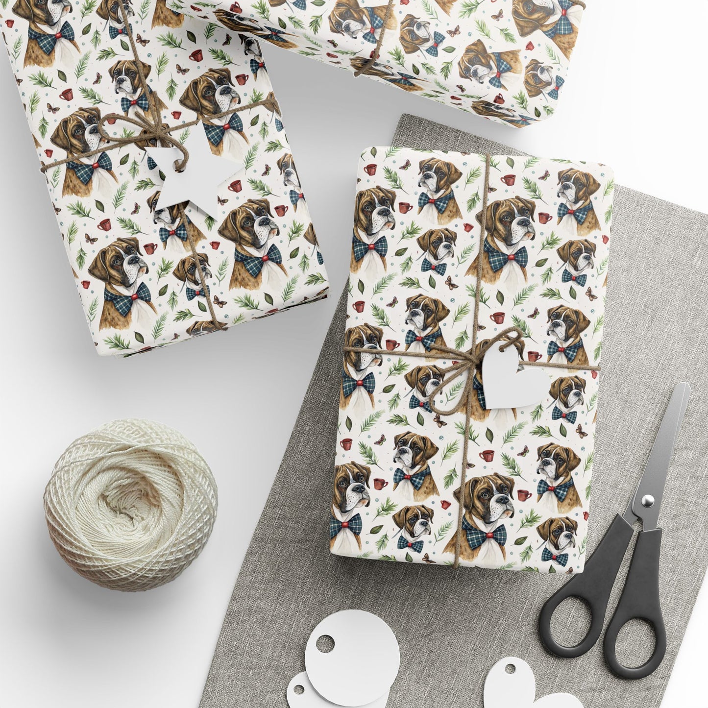 Dapper Boxer Wrapping Paper — Bow Tie & Botanicals