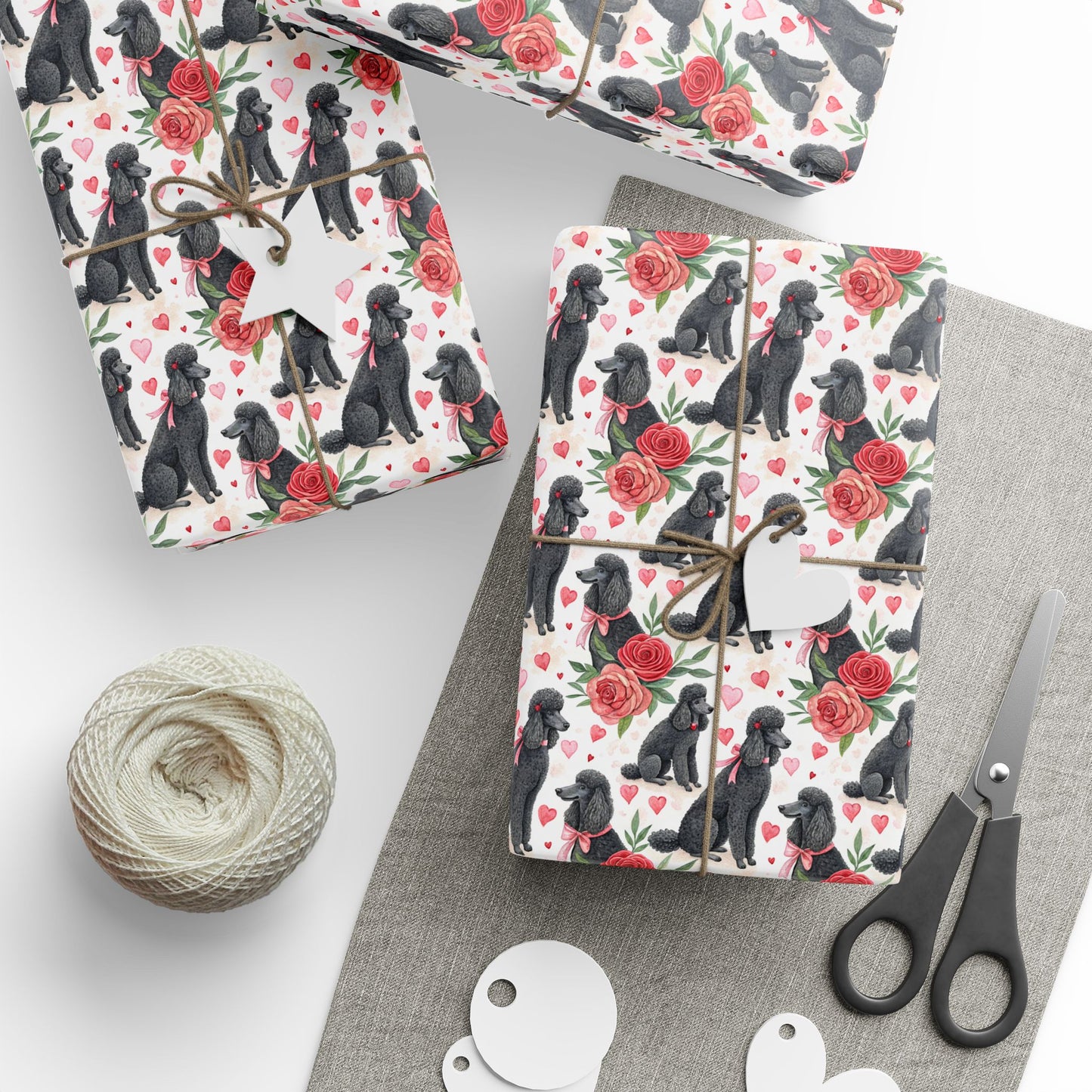 Black Poodle Valentine Wrapping Paper