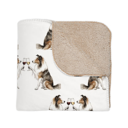 Happy Hour Sheltie Sherpa Blanket