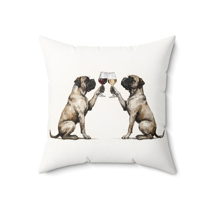 Happy Hour Bullmastiff Throw Pillow