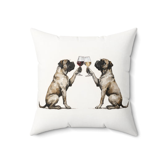 Happy Hour Bullmastiff Throw Pillow