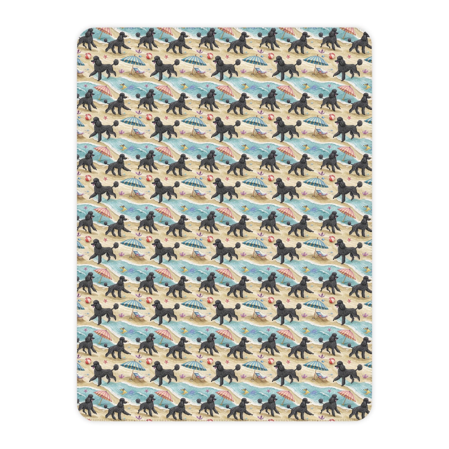 Poodle Beach Day Sherpa Blanket