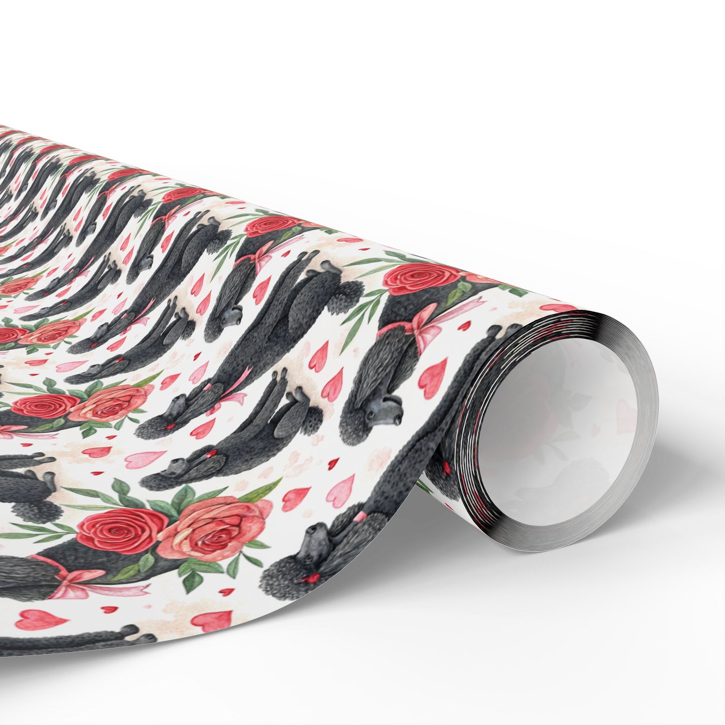 Black Poodle Valentine Wrapping Paper