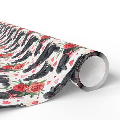 Black Poodle Valentine Wrapping Paper