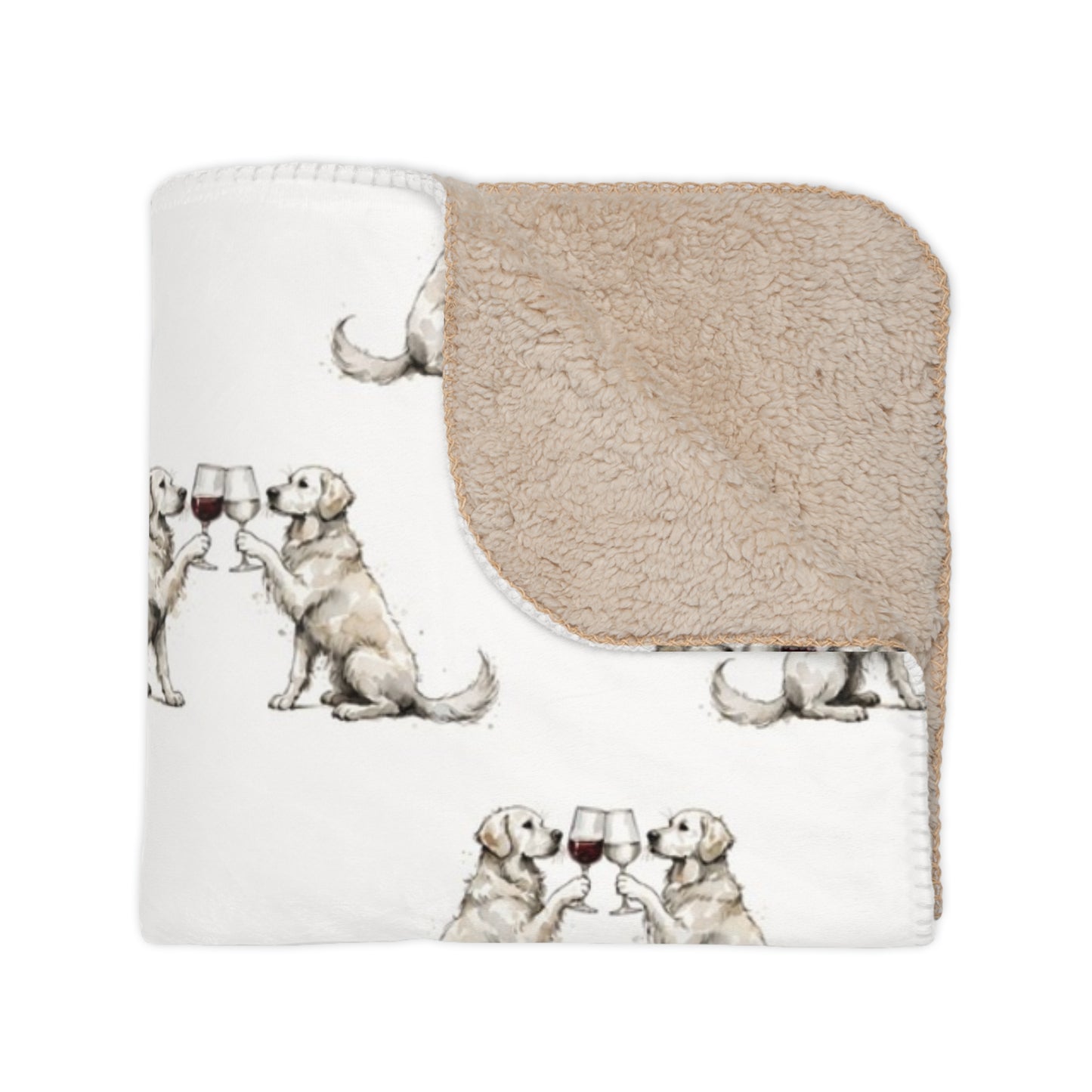 Happy Hour English Cream Golden Retriever Sherpa Blanket