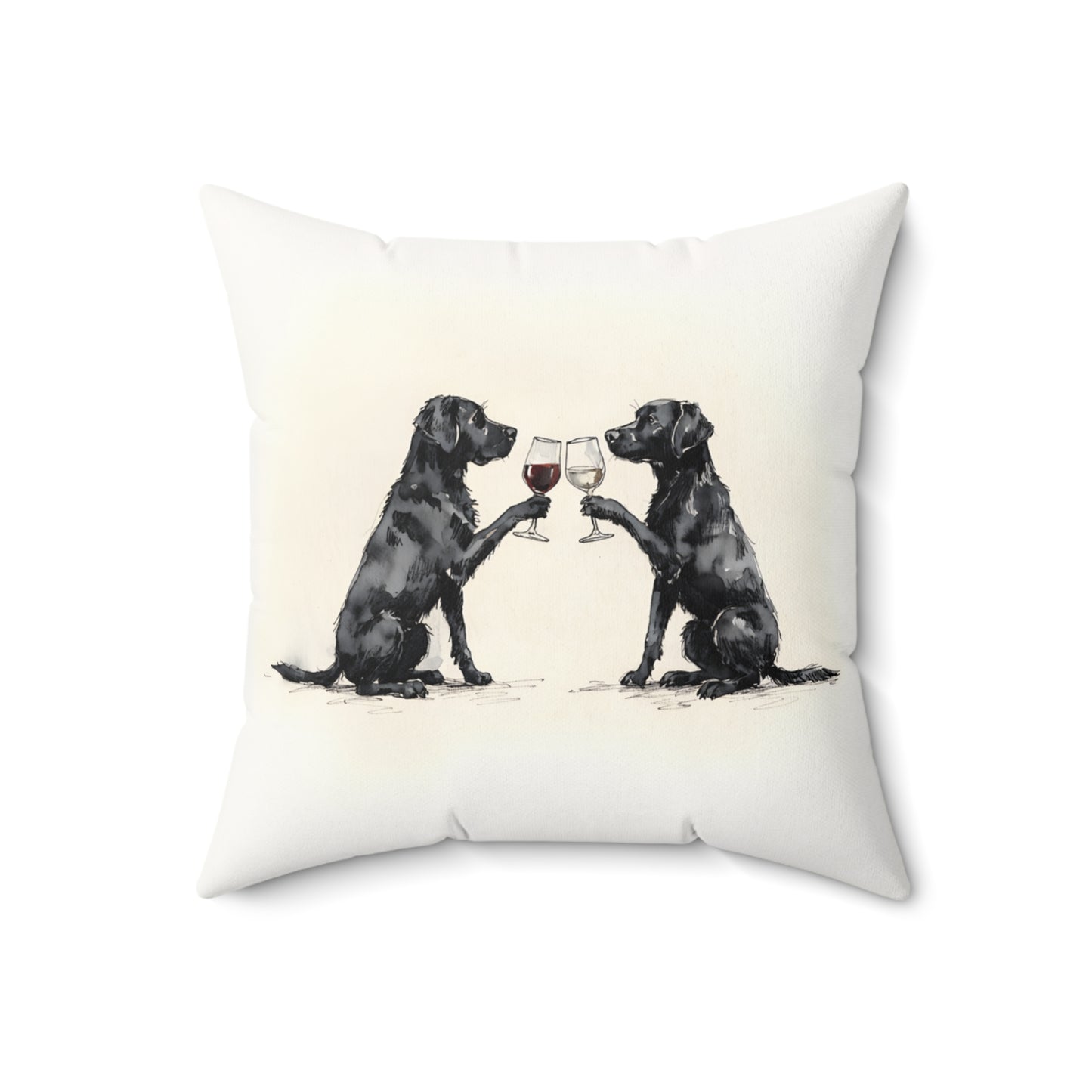 Happy Hour Black Labrador Retriever Throw Pillow