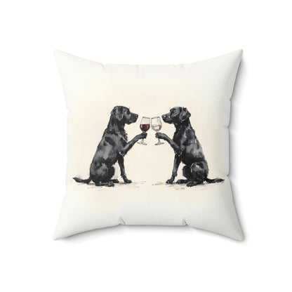 Happy Hour Black Labrador Retriever Throw Pillow