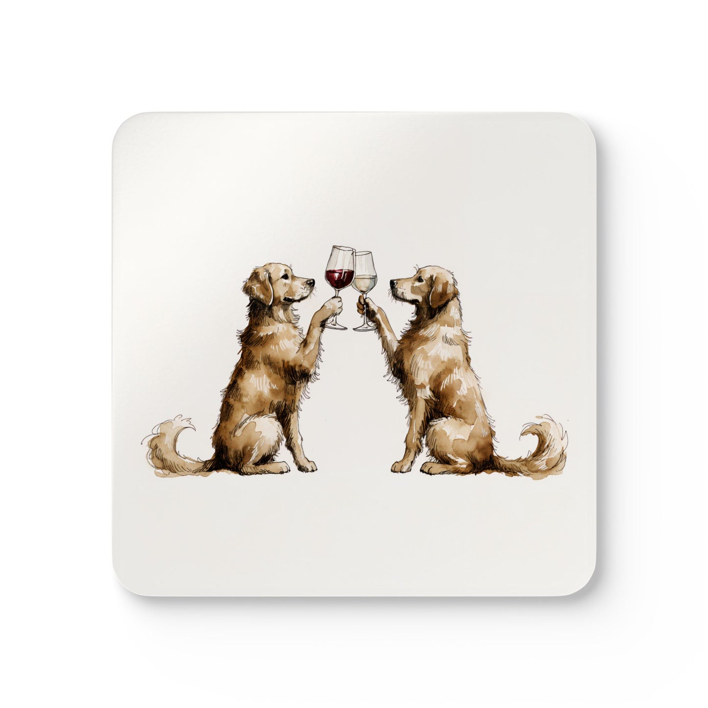 Happy Hour Golden Retriever Coaster Set