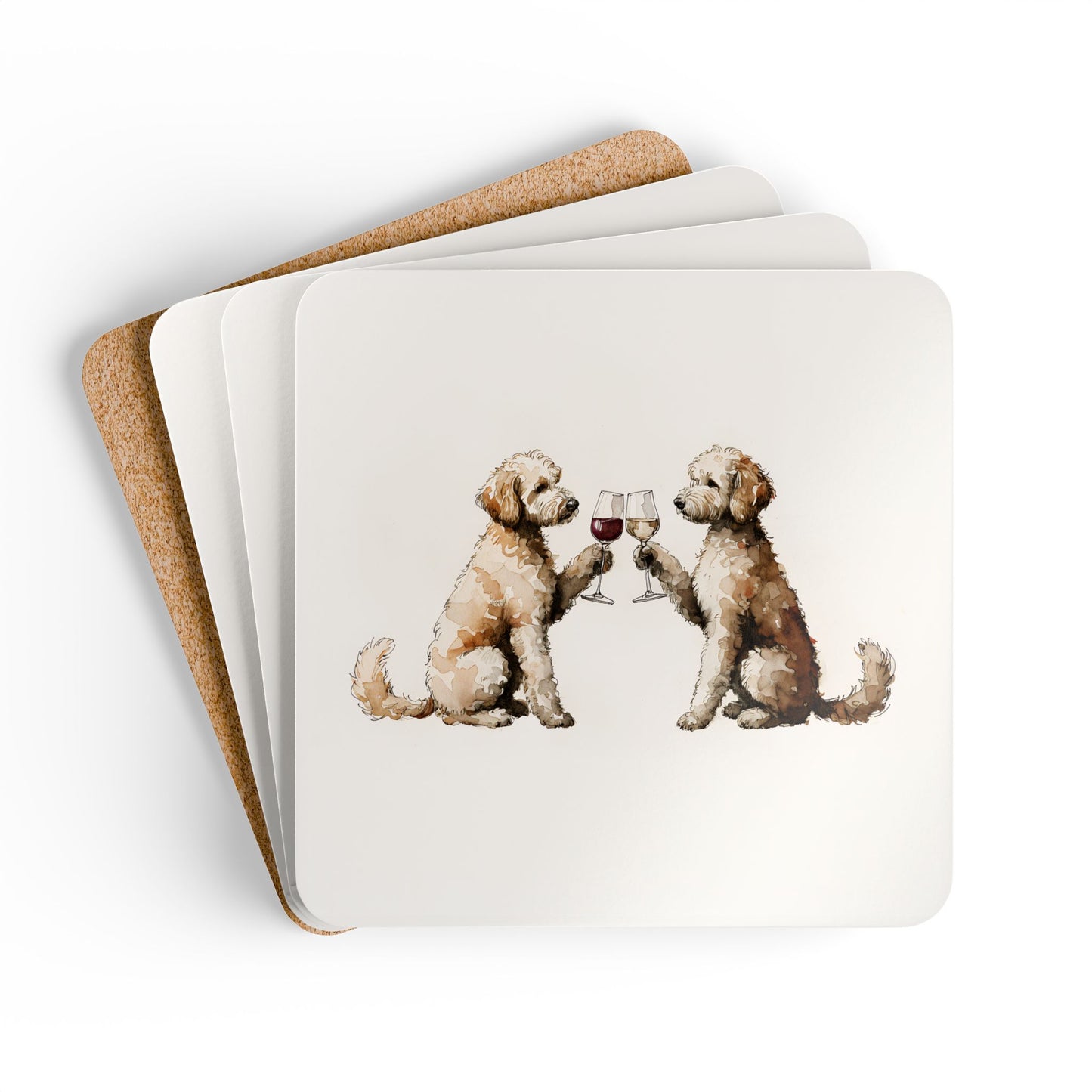Happy Hour Goldendoodle Coaster Set