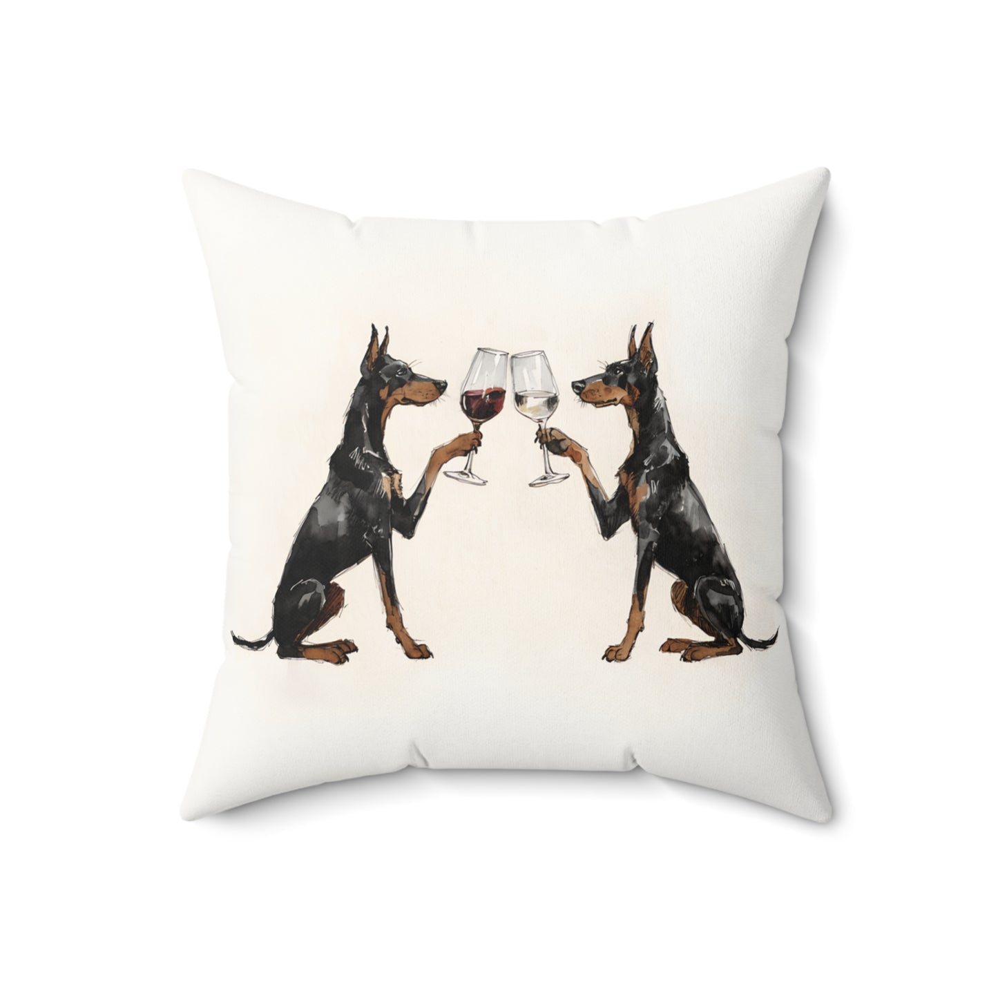 Happy Hour Doberman Throw Pillow