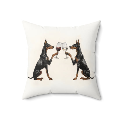 Happy Hour Doberman Throw Pillow