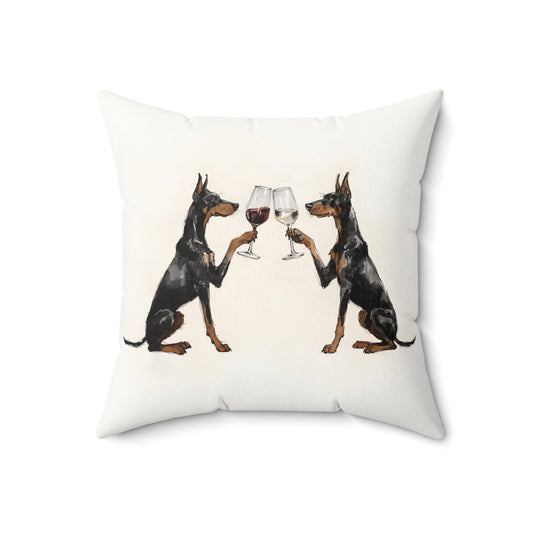 Happy Hour Doberman Throw Pillow