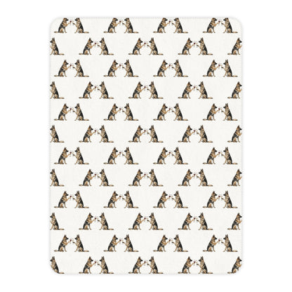 Happy Hour German Shepherd Sherpa Blanket