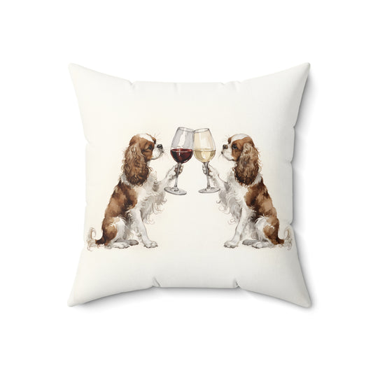 Happy Hour Cavalier King Charles Spaniel Throw Pillow