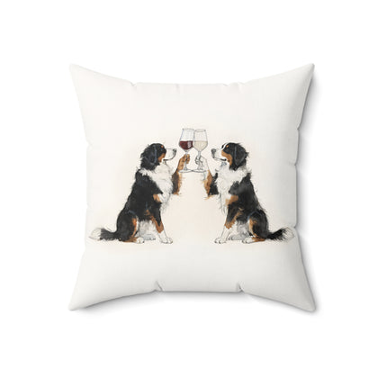 Happy Hour Bernese Mountain Dog Throw Pillow