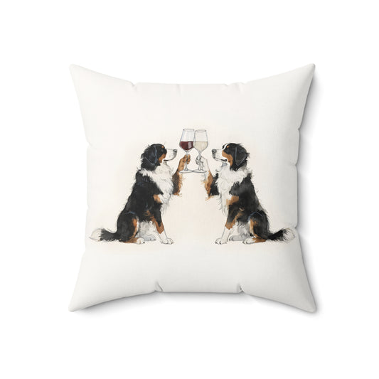 Happy Hour Bernese Mountain Dog Throw Pillow