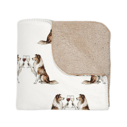 Happy Hour Collie Sherpa Blanket