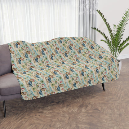 Yorkshire Terrier Beach Day Sherpa Blanket