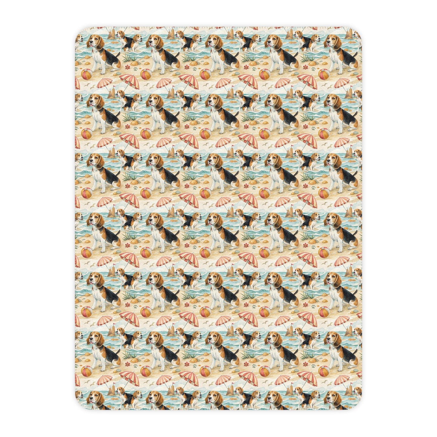 Beagle Beach Day Sherpa Blanket