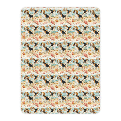 Beagle Beach Day Sherpa Blanket