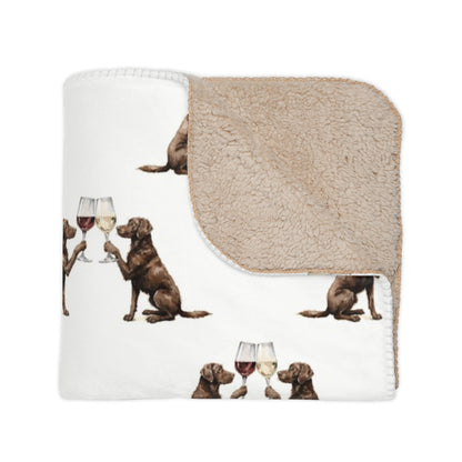 Happy Hour Chocolate Labrador Retriever Sherpa Blanket