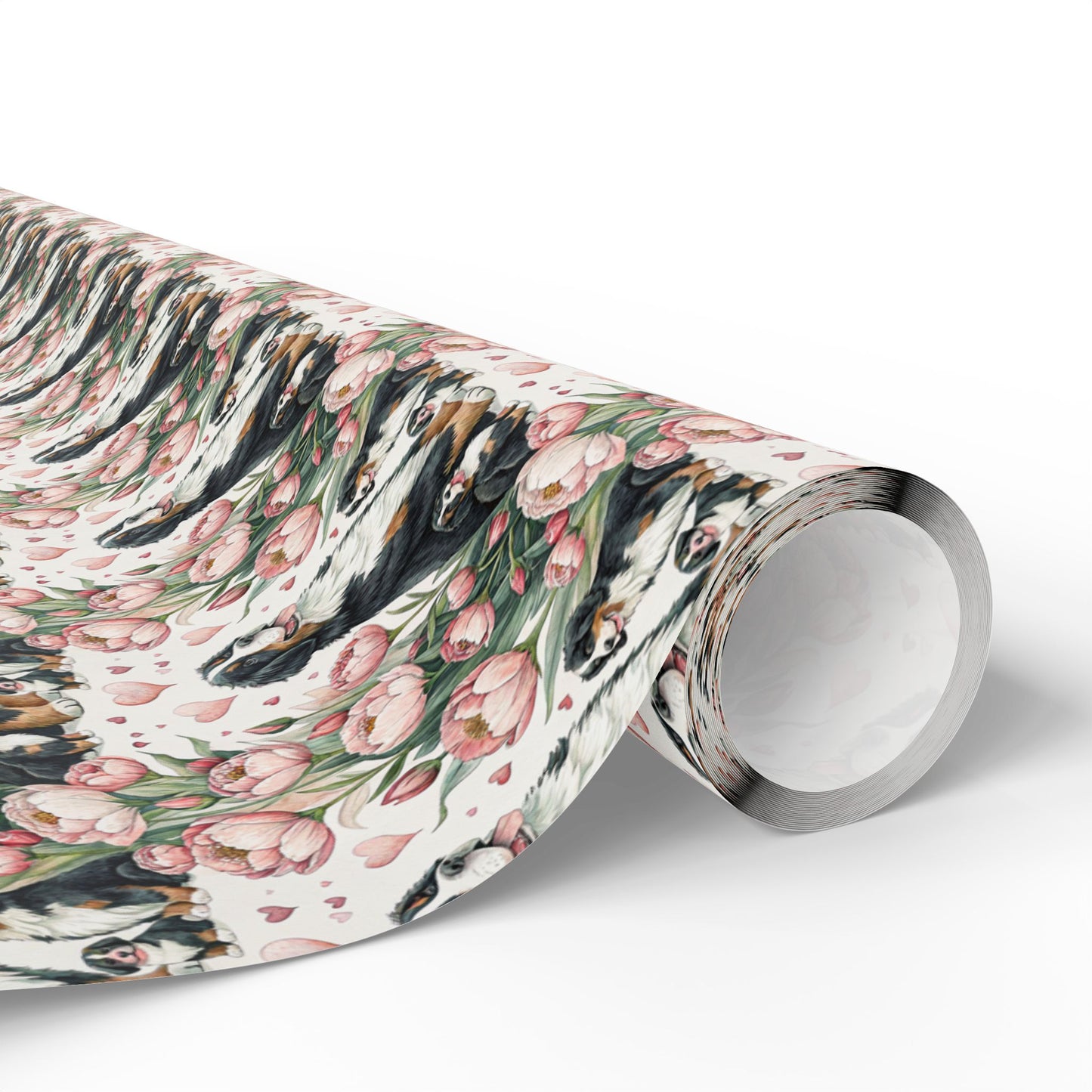 Bernese Mountain Dog Floral Wrapping Paper