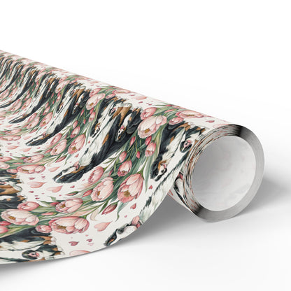 Bernese Mountain Dog Floral Wrapping Paper