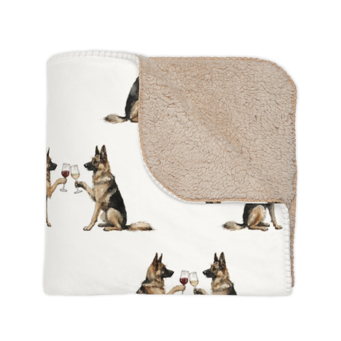 Happy Hour German Shepherd Sherpa Blanket