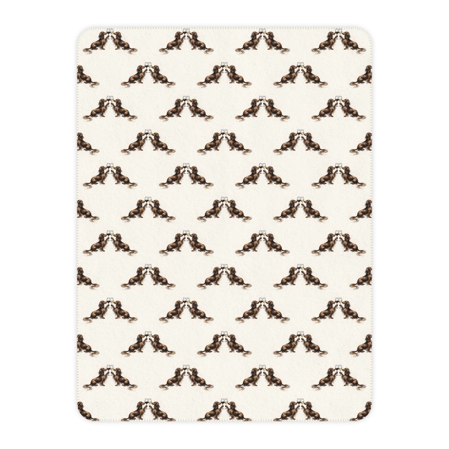 Happy Hour Long-Haired Dachshund Sherpa Blanket