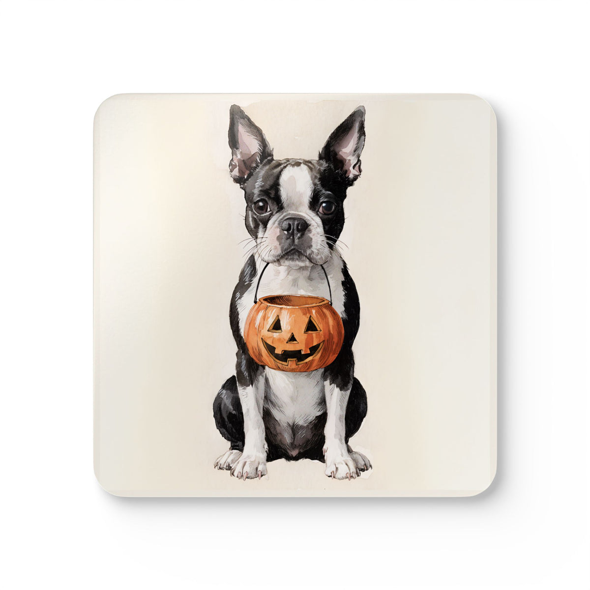 Trick-or-Treat Boston Terrier Coaster Set