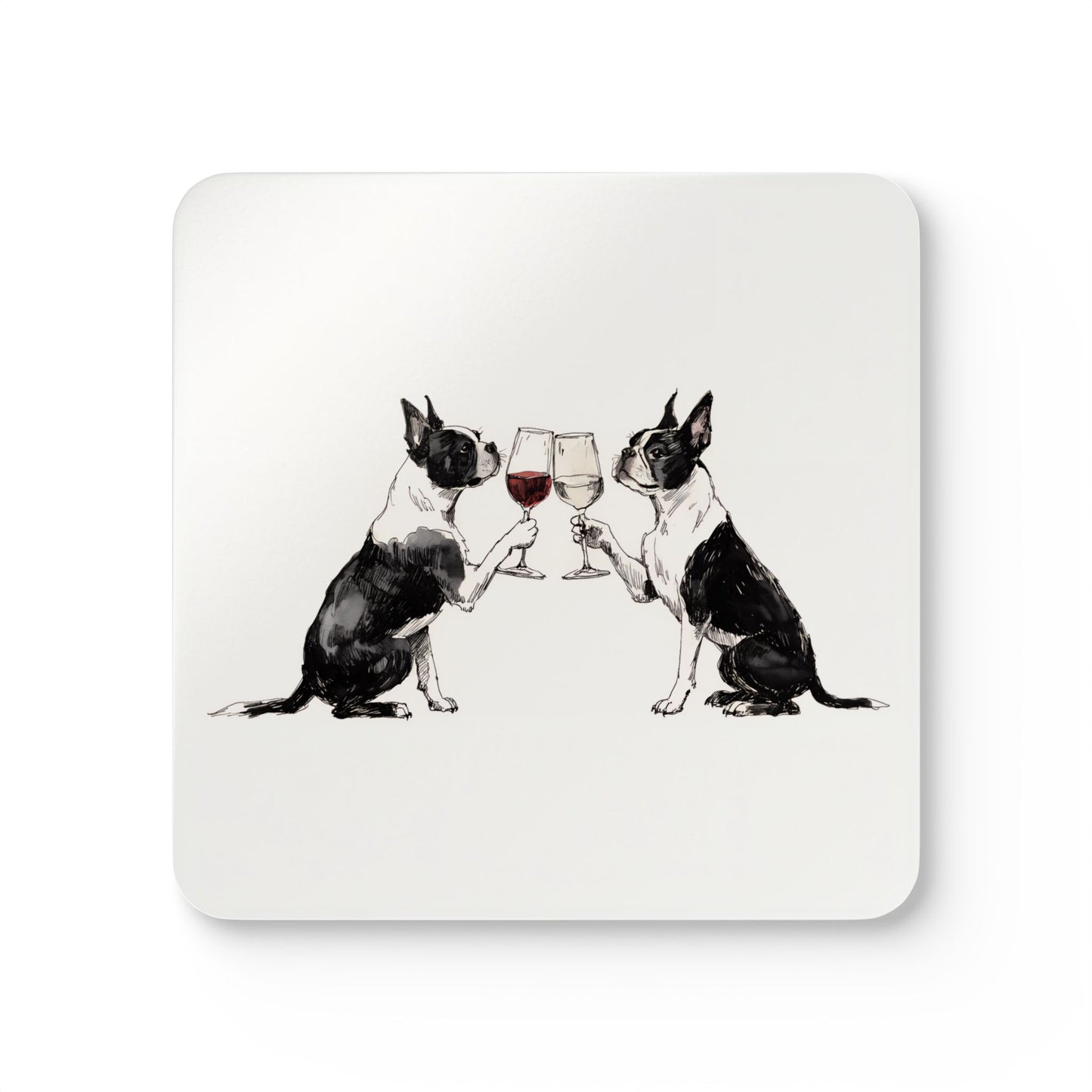 Happy Hour Boston Terrier Coaster Set
