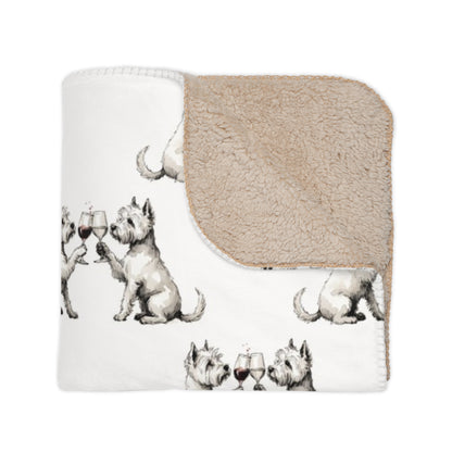 Happy Hour Westie Sherpa Blanket