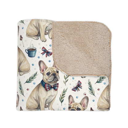 Dapper French Bulldog Sherpa Blanket