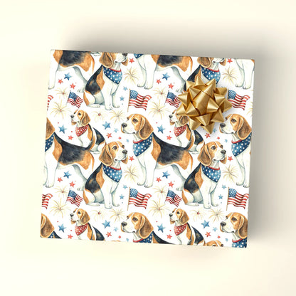 Americana Beagle Wrapping Paper — wrapped gift presentation