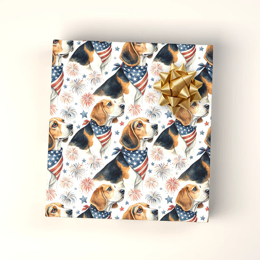 Americana Beagle Wrapping Paper — wrapped gift presentation