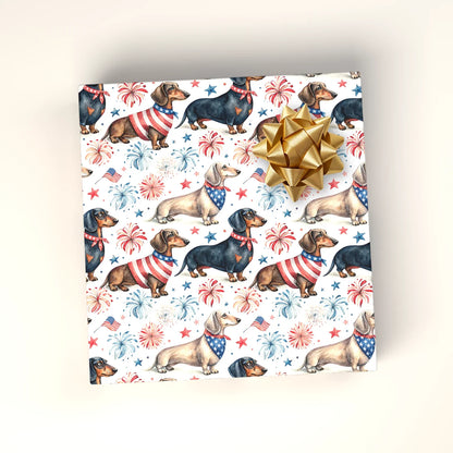 Americana Dachshund Wrapping Paper — wrapped gift presentation