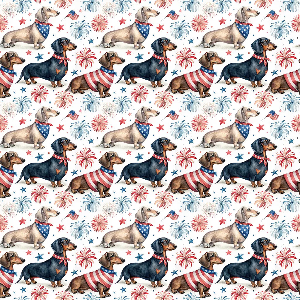 Americana Dachshund Wrapping Paper — repeating pattern tile