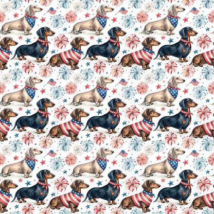 Americana Dachshund Wrapping Paper — repeating pattern tile