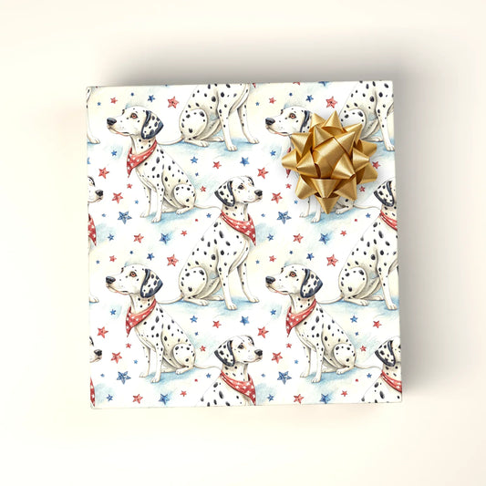 Americana Dalmatian Wrapping Paper — wrapped gift presentation