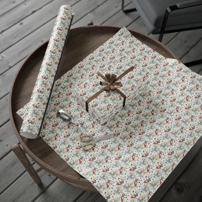 Americana Dalmatian Wrapping Paper — gift wrapping presented on a wooden table