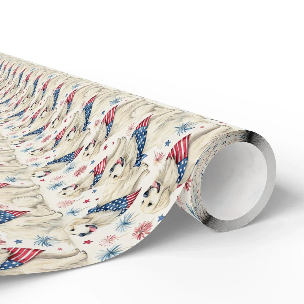 Americana Golden Retriever Wrapping Paper — paper roll