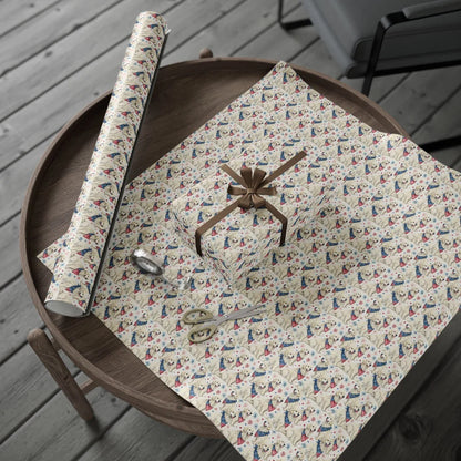 Americana Golden Retriever Wrapping Paper — gift wrapping presented on a wooden table